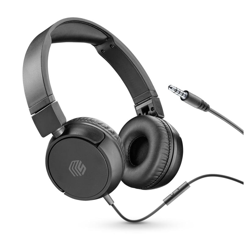 Káblové slúchadlá cez uši Music Sound Basic so skladacím hlavovým mostom, 1,2 m káblom odolným proti zamotaniu, vstavaným mikrofónom a 3,5 mm konektorom