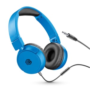 Music Sound Over Ear Basic žičane slušalice - sklopivi naglavni držač, kabel protiv petljanja duljine 1,2 m, ugrađeni mikrofon, 3,5 mm jack priključak - plave