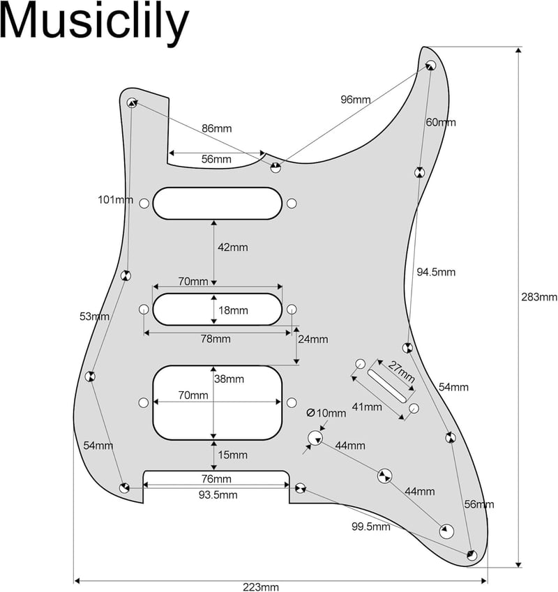Musiclily Pro 11 Lyuk Stratocaster Pickguard Tortoise 4-Réteg Fender Kompatibilis