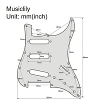 Musiclily SSS Strat pickguard pre gitaru Fender Stratocaster, 11-dierový, 3-vrstvový – biely 2