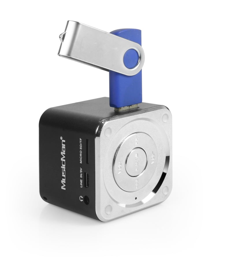 Prenosný reproduktor MusicMan Mini Soundstation s MP3 prehrávačom – čierny