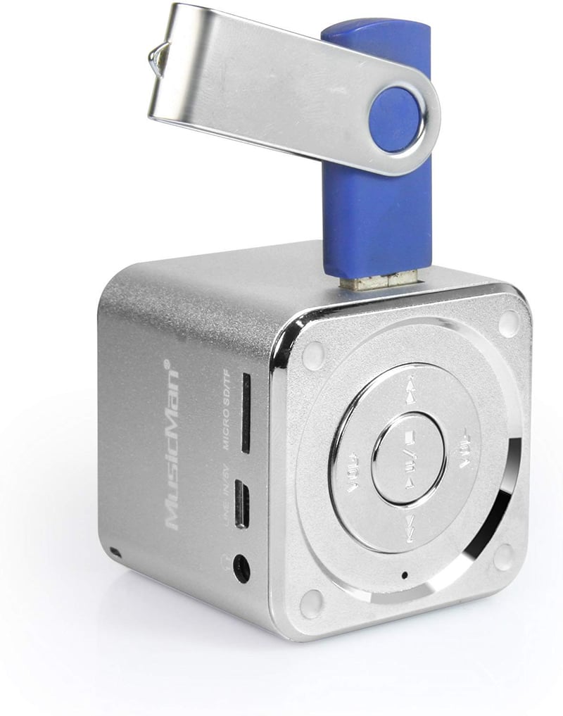 Mini MP3 prehrávač MusicMan TXX3528 so vstavaným reproduktorom - strieborný