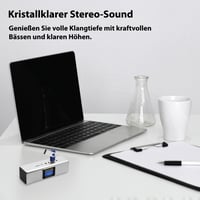 Prenosný stereo reproduktor MusicMan TXX3546 s LCD displejom, MP3 prehrávačom, FM rádiom, USB a MicroSD slotom, vstavanou batériou, hliníkový 2