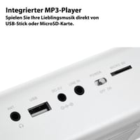 Prenosný stereo reproduktor MusicMan TXX3546 s LCD displejom, MP3 prehrávačom, FM rádiom, USB a MicroSD slotom, vstavanou batériou, hliníkový 4