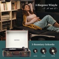 MUSITREND Bluetooth Gramofon Bőrönd Vintage Lemezjátszó USB SD Aux RCA 6