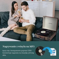 MUSITREND Bluetooth Gramofon Bőrönd Vintage Lemezjátszó USB SD Aux RCA 3