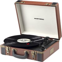 MUSITREND Bluetooth Gramofon Bőrönd Vintage Lemezjátszó USB SD Aux RCA 1