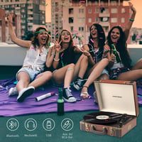 MUSITREND Bluetooth Gramofon Bőrönd Vintage Lemezjátszó USB SD Aux RCA 5