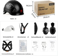 Mustbau EN397 Védősisak Fülvédővel és Arcvédővel 53-63cm Állítható - Black 6