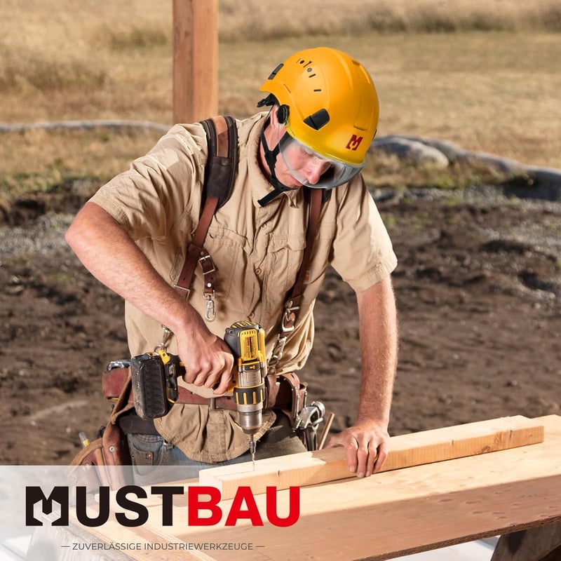 Mustbau EN397 Védősisak Napszemüveggel, Állítható 53-63cm, ABS Anyag