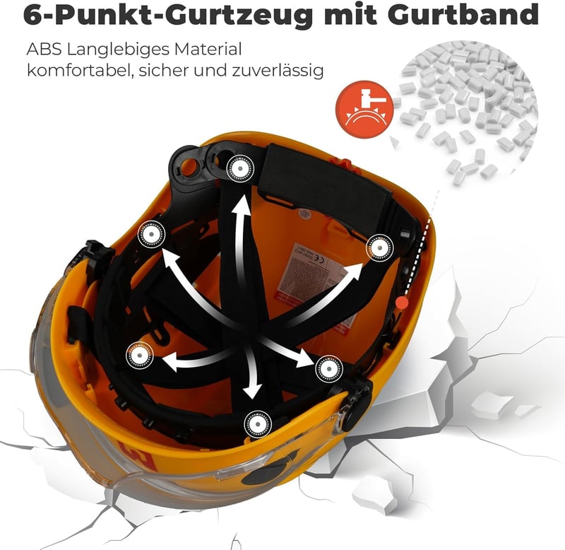 Mustbau EN397 Védősisak Napszemüveggel, Állítható 53-63cm, ABS Anyag