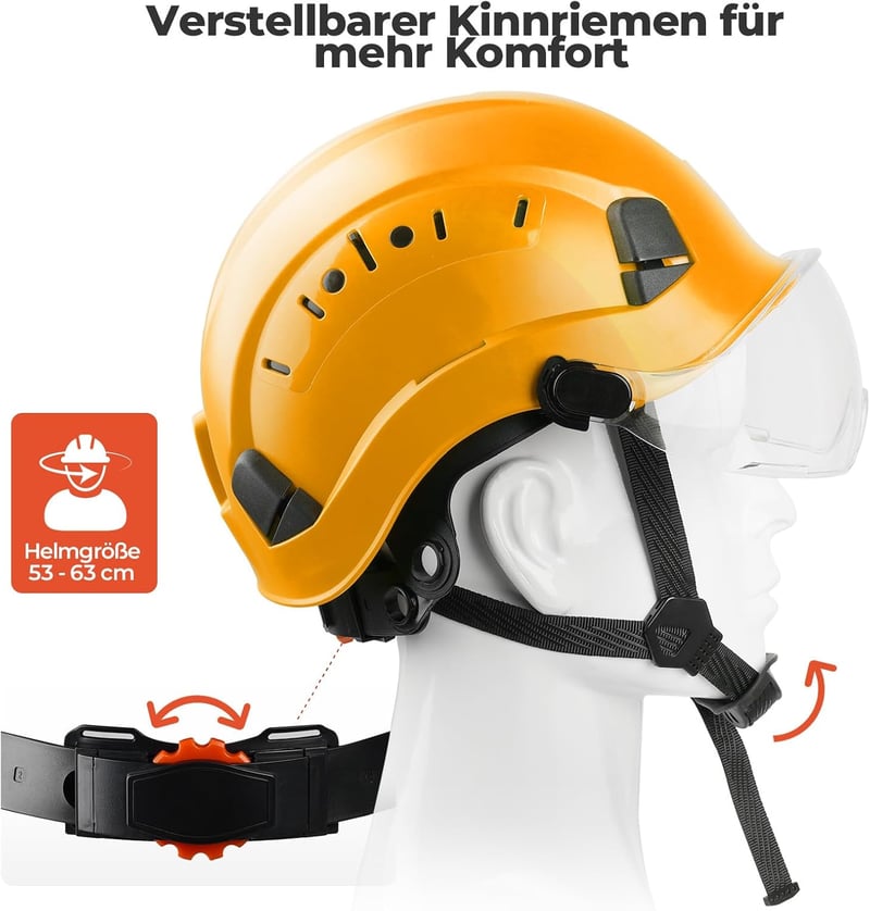 Mustbau EN397 Védősisak Napszemüveggel, Állítható 53-63cm, ABS Anyag