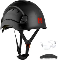 Mustbau EN397 Védősisak Páramentes Szemüveggel, Állítható 53-63cm, ABS Anyag - Black 1
