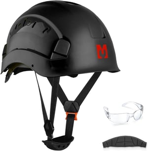 Mustbau HEP9001 EN397 zaštitna kaciga s naočalama protiv magljenja - crna - opseg glave 53-63 cm