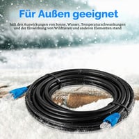 MutecPower CAT6 vonkajší vodotesný ethernetový sieťový kábel 15 m – UTP – CCA – 550 MHz – čierny – vhodný na priame uloženie do zeme – s káblovými páskami 4