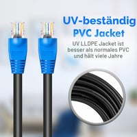 MutecPower CAT6 vonkajší vodotesný ethernetový sieťový kábel 15 m – UTP – CCA – 550 MHz – čierny – vhodný na priame uloženie do zeme – s káblovými páskami 2