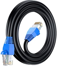 MutecPower CAT6 vonkajší vodotesný ethernetový sieťový kábel 15 m – UTP – CCA – 550 MHz – čierny – vhodný na priame uloženie do zeme – s káblovými páskami 8