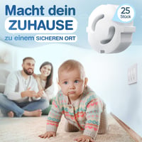 MUTKIND Zaštita za utičnice za djecu 25 kom - Bijeli poklopac za utičnice, zaštita od strujnog udara za bebe, sigurnosni čepovi za utičnice 5