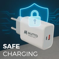 Încărcător USB-C MUTTO 20W, Încărcare Rapidă, Adaptor Rețea cu 2 Porturi USB-C + USB-A pentru iPhone 17 16 15 14 13, Samsung, Xiaomi, iPad, Tablete 3