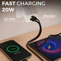 Încărcător USB-C MUTTO 20W, Încărcare Rapidă, Adaptor Rețea cu 2 Porturi USB-C + USB-A pentru iPhone 17 16 15 14 13, Samsung, Xiaomi, iPad, Tablete 2