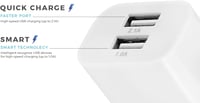 MUTTO USB Töltő 5V 2A Dupla Port Intelligens Technológiával Fehér 2