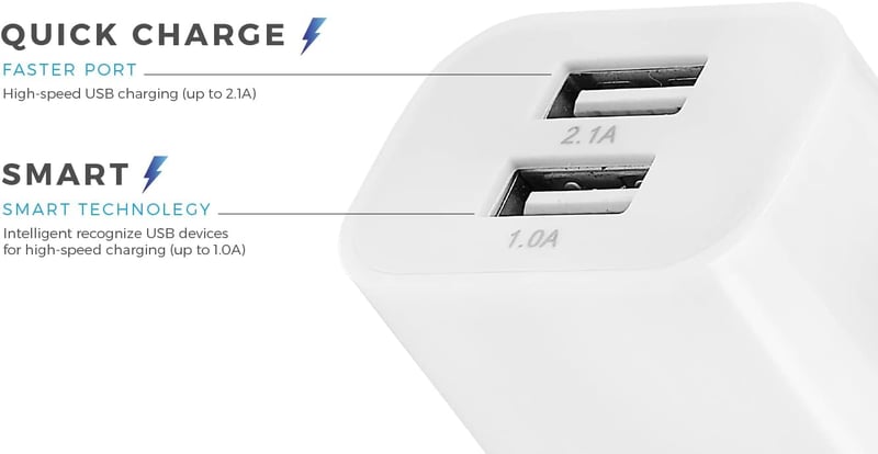 MUTTO USB Töltő 5V 2A Dupla Port Intelligens Technológiával Fehér
