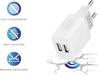 MUTTO USB Töltő 5V 2A Dupla Port Intelligens Technológiával Fehér 5