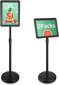 Mutualsign A4 Plakáttartó Állvány 2 db - Fekete Kétoldalas Információs Tábla Esküvőre, Kiállításra, Reklámhoz - Kül- és Beltéri Használatra 1