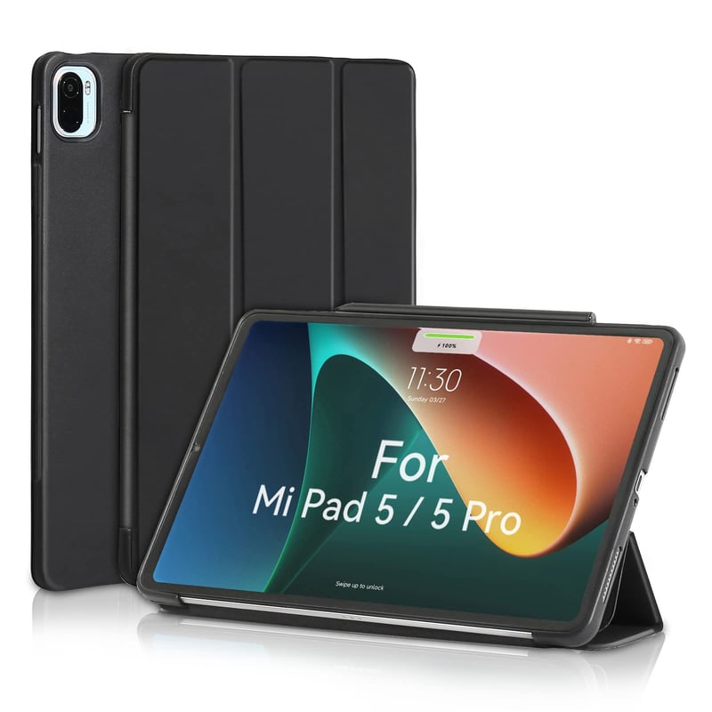 Puzdro MuyDouxTech na Xiaomi Mi Pad 5 / Mi Pad 5 Pro 11 palcov 2021, s funkciou automatického spánku/prebudenia, ultra tenké ľahké ochranné puzdro, čierne