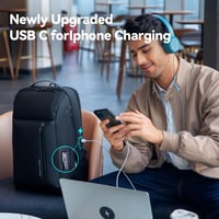 Muzee Bővíthető Üzleti Hátizsák 25L-35L Kapacitással, 15,6" Laptoptartóval, USB-C Porttal - Vízlepergető Fekete Férfi Utazótáska Városi Kirá 6