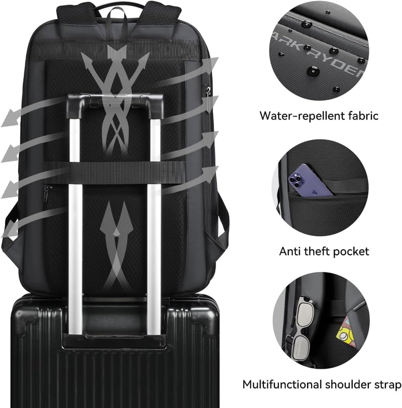 Muzee Bővíthető Üzleti Hátizsák 25L-35L Kapacitással, 15,6" Laptoptartóval, Vízlepergető Anyagból, Szürke, Városi Utazásokhoz