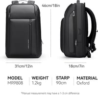 Muzee Bővíthető Üzleti Hátizsák 25L-35L Kapacitással, 15,6" Laptoptartóval, USB-C Porttal - Vízlepergető Fekete Férfi Utazótáska Városi Kirá 2