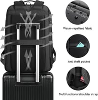 Muzee Bővíthető Üzleti Hátizsák 25L-35L Kapacitással, 15,6" Laptoptartóval, USB-C Porttal - Vízlepergető Fekete Férfi Utazótáska Városi Kirá 5