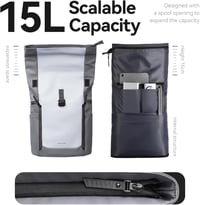 Muzee Rolltop hátizsák 15-17L szürke-kék férfi laptop táska sport utazás 4