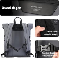 Muzee Rolltop hátizsák 15-17L szürke-kék férfi laptop táska sport utazás 5