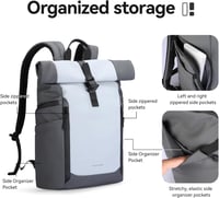Muzee Rolltop hátizsák 15-17L szürke-kék férfi laptop táska sport utazás 3