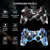 MUZELI Vezeték Nélküli Controller PS3-hoz, 2 Darabos Csomag Kabelloser Játékvezérlő PlayStation 3 Konzolhoz 5