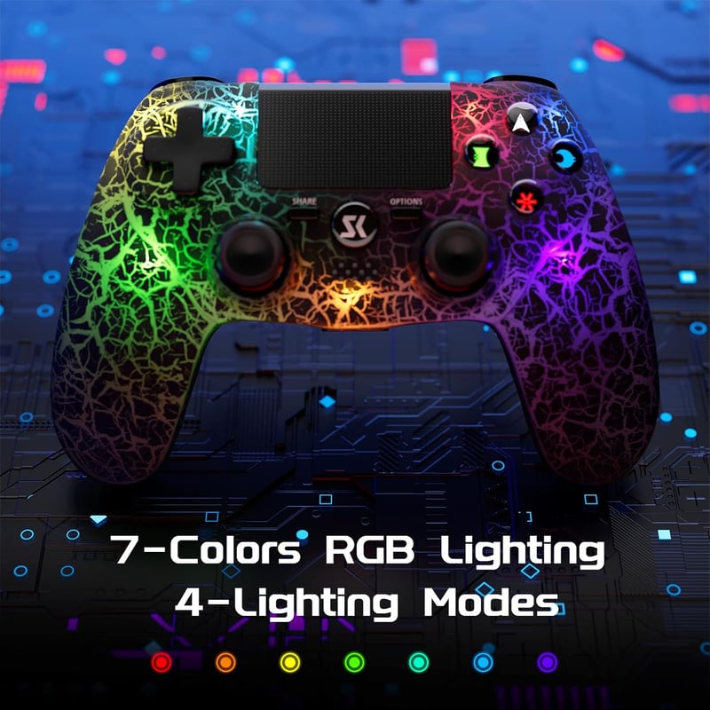 MUZELI Vezeték Nélküli Kontroller PS4-hez LED Világítással PlayStation 4/Pro/Slim Gamepad Joystick