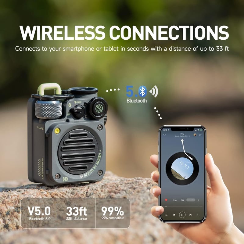 Muzen Wild Mini vízálló Bluetooth hangszóró, hordozható outdoor speaker utazáshoz