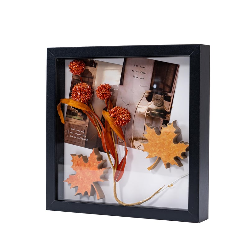 Muzilife 3D okvir za slike s pravim staklom, 22x22 cm, crni - Duboki okvir za slike koji se može puniti