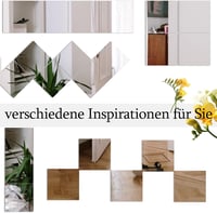 Muzilife Üveg Tükör Csempék 4 Darabos Szett 30x30 cm Öntapadós Matracokkal, HD Fali Tükör Készlet Konyhába Nappaliba Fürdőszobába 6