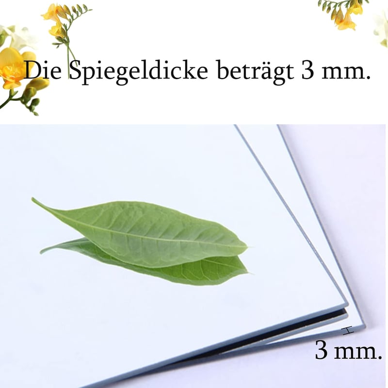 Muzilife Üveg Tükör Csempék 4 Darabos Szett 30x30 cm Öntapadós Matracokkal, HD Fali Tükör Készlet Konyhába Nappaliba Fürdőszobába