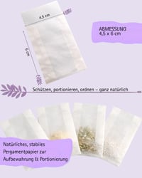 MV-Versand Pungi de hârtie pergamin 100 buc. - 6x4,5 cm, mini-plicuri cu fund plat pentru lipici, sclipici, confetti, machiaj, ace 2