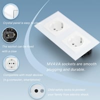 MVAVA Dupla Schuko Konnektor Fehér Üveglappal - EU Szabványos Süllyesztett Fali Aljzat 16A 240V - Konyhába, Nappaliba 3