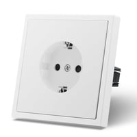 MVAVA Fehér Süllyesztett Schuko Konnektor EU Szabvány, 80x80mm Fali Aljzat, Egyszerű Telepítés, 16A, Fém, Nappali, Hálószoba, Iroda 1