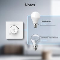 MVAVA Fényerőszabályzós Villanykapcsoló - Fehér Forgókapcsoló LED és Izzó Fényekhez, 86x86mm, 250V, 10A, Süllyesztett 4