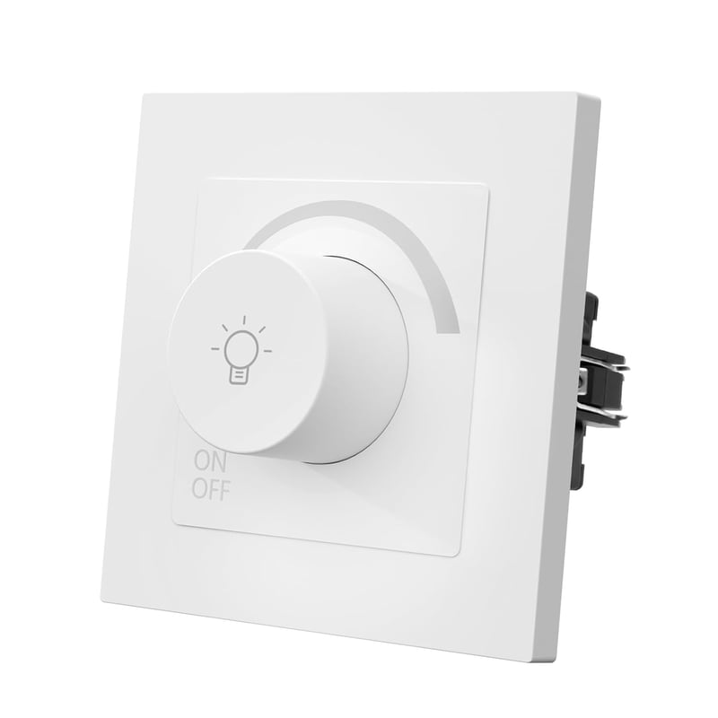 MVAVA Fényerőszabályzós Villanykapcsoló - Fehér Forgókapcsoló LED és Izzó Fényekhez, 86x86mm, 250V, 10A, Süllyesztett