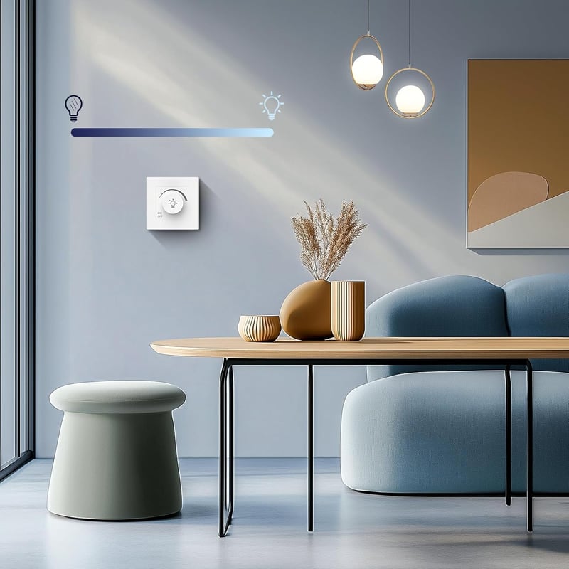 MVAVA Fényerőszabályzós Villanykapcsoló - Fehér Forgókapcsoló LED és Izzó Fényekhez, 86x86mm, 250V, 10A, Süllyesztett