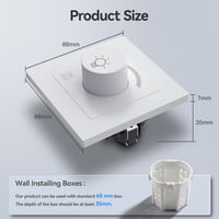 MVAVA Fényerőszabályzós Villanykapcsoló - Fehér Forgókapcsoló LED és Izzó Fényekhez, 86x86mm, 250V, 10A, Süllyesztett 2
