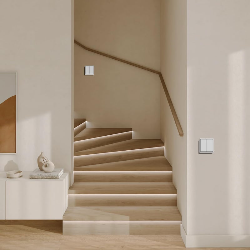 MVAVA M2 Sorozatú Süllyesztett Villanykapcsoló, Dupla Egypólusú, 80x80mm, Fehér, 10A, 250V, Modern Lakásba